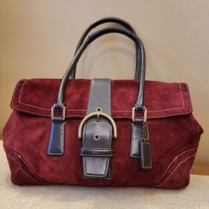 Coach Purse Wine Suede Leather